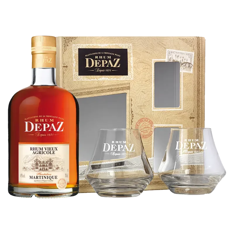  Les Coffrets Coffret DEPAZ Vieux Plantation + 2 Verres 45%