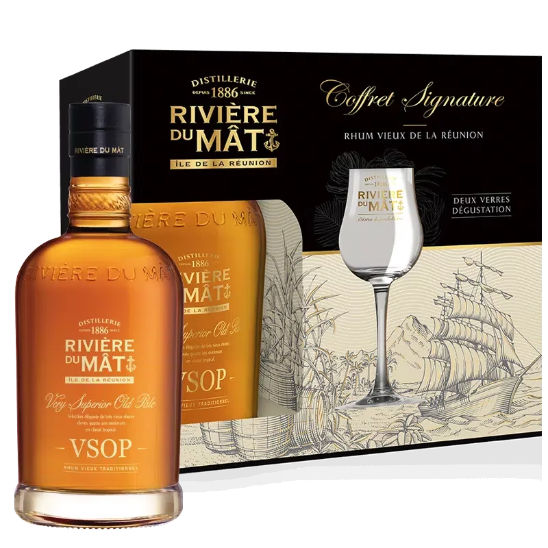  Les Coffrets Coffret RIVIÈRE DU MÂT VSOP + 2 Verres 43%