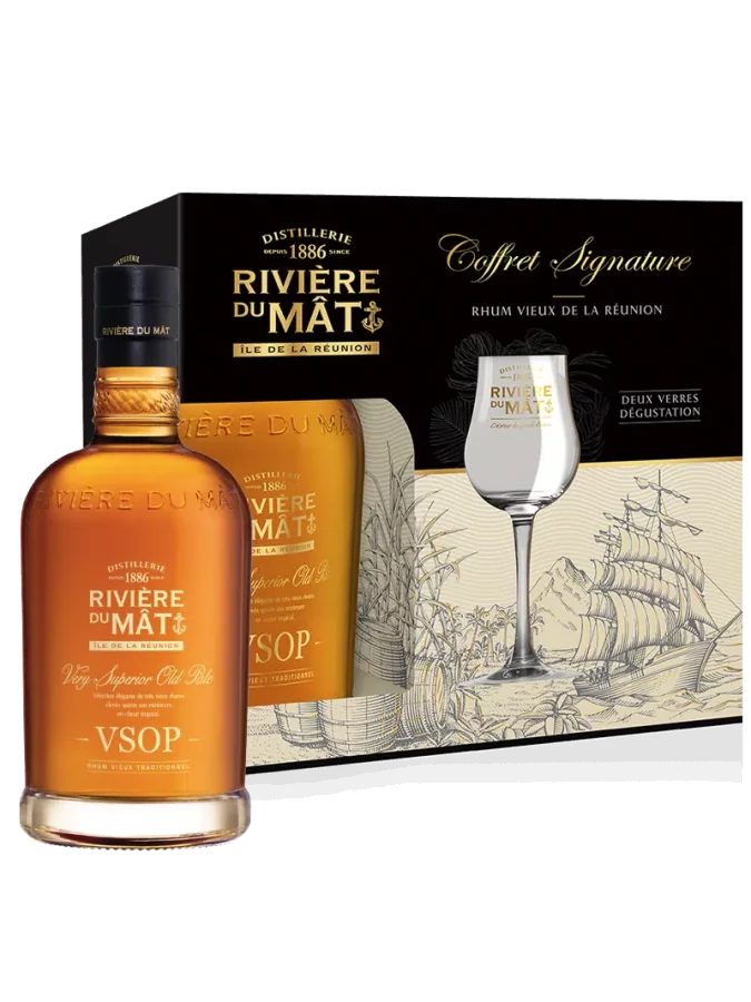 Coffret RIVIÈRE DU MÂT VSOP + 2 Verres 43%